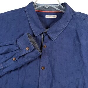 Carbon2Cobalt Linen Button Up Shirt Mens XL Blue Textured Long Sleeve